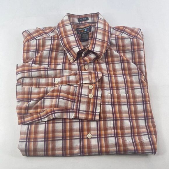 Alexander Julian Colours Shirt Men’s Button Down Brown Plaid long Sleeve - Picture 1 of 10